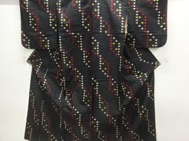 JAPANESE KIMONO / ANTIQUE KIMONO / SILK / MEISEN / WOVEN ABSTRACT